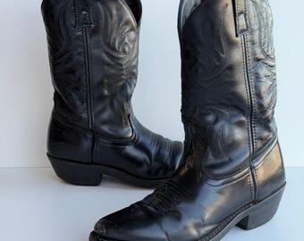 Laredo Western Cowboy Boots 4240 Men 9D Black Leather Retro Rodeo Coastal Ranch