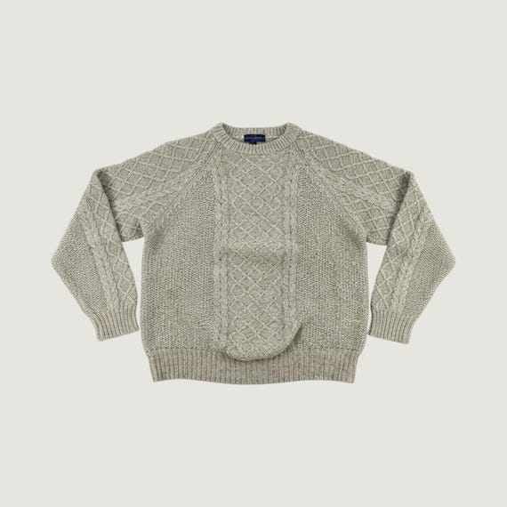 Sierra Designs, Vintage Sierra Designs Cable Knit Sweater Mens M Beige Outdoor Wool Fisherman