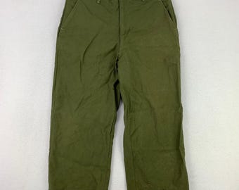 Vintage Military Field Wool Trousers Medium Reg M-1951 OG-108 Green Korean War