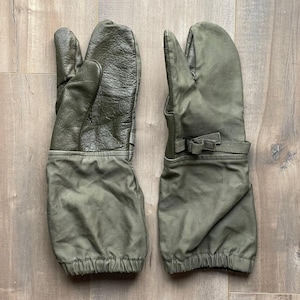 Vintage 1989 Dutch Military Trigger Finger Gloves Mittens Green *No Liner