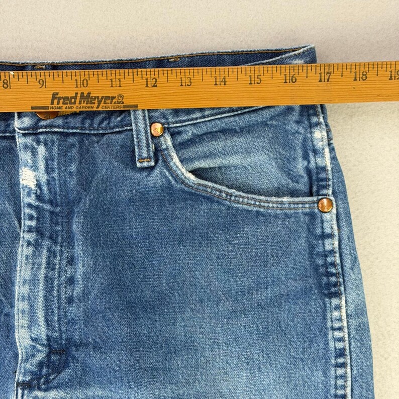 Wrangler Jeans Cowboy Cut 936 Men 36x33 Blue Slim-Boot Rodeo Work Faded Whiskers imagem 9