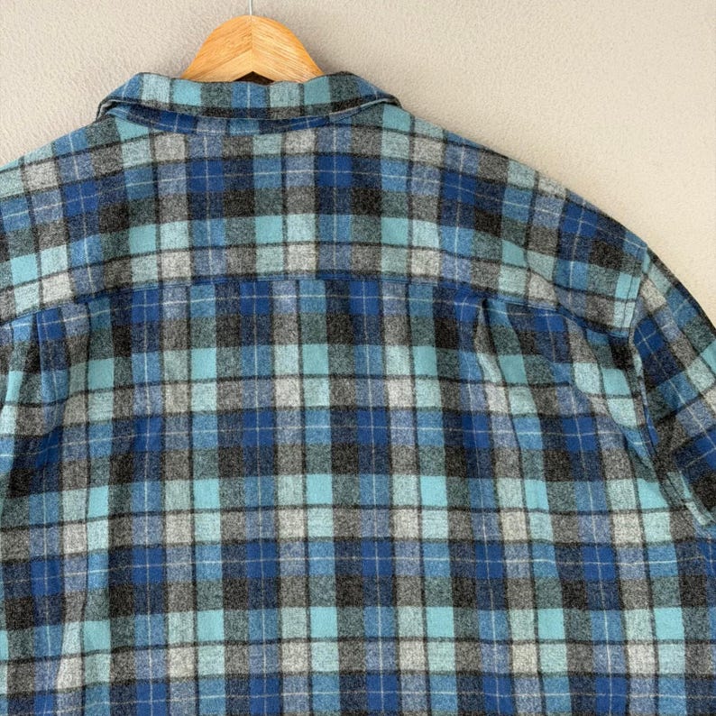 Pendleton Board Shirt Mens 3XLT Blue Plaid Wool Loop Collar Retro Flannel Surf image 5