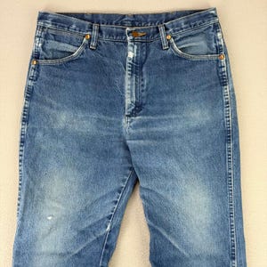 Wrangler Jeans Cowboy Cut 936 Men 36x33 Blue Slim-Boot Rodeo Work Faded Whiskers imagem 2