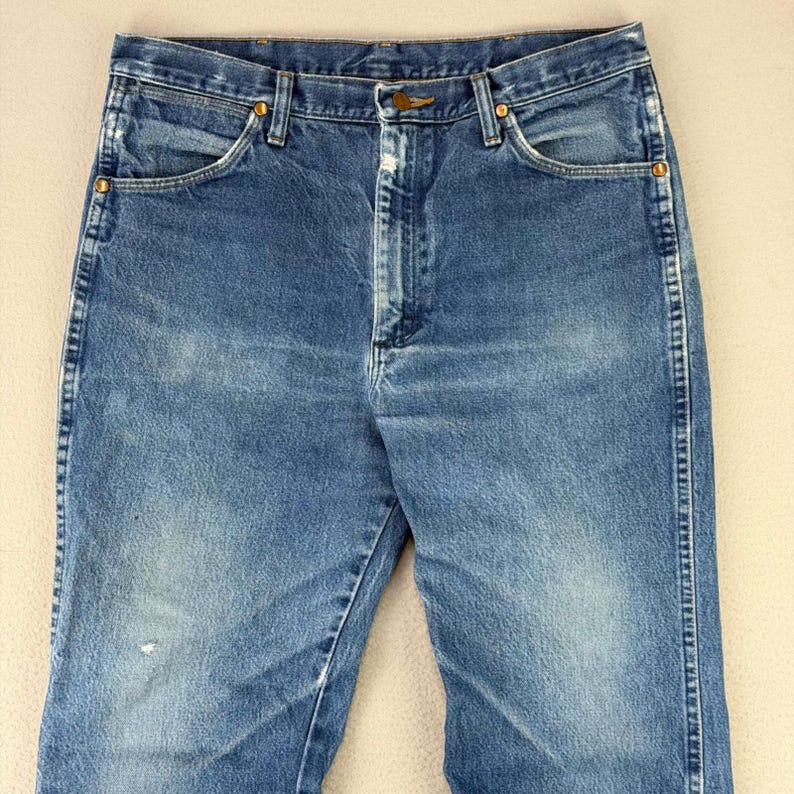 Wrangler Jeans Cowboy Cut 936 Men 36x33 Blue Slim-Boot Rodeo Work Faded Whiskers imagem 2