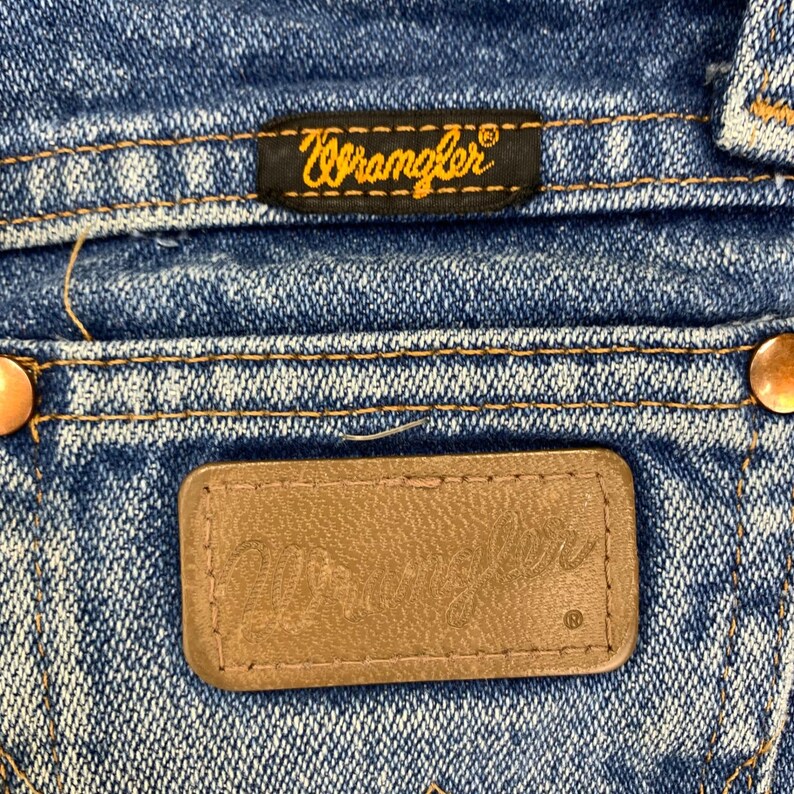 VTG Wrangler Jeans Kids 7 Slim Distressed Cowboy Cut 13MWZ Bootcut Whiskering Bild 6