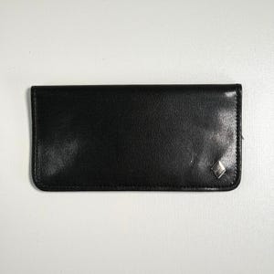 Vintage Black Leather Checkbook Wallet BiFold Western Card Holder Trucker