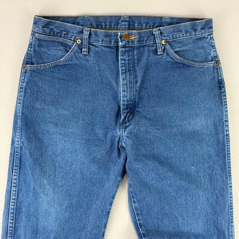 Wrangler Jeans 13MWZ Cowboy Cut Mens 36x32 Blue Denim Western Rodeo Retro Work immagine 3