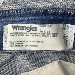 Wrangler Jeans Cowboy Cut 936 Men 36x33 Blue Slim-Boot Rodeo Work Faded Whiskers imagem 8