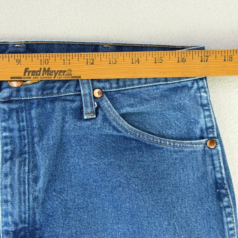 Wrangler Jeans 13MWZ Cowboy Cut Mens 36x32 Blue Denim Western Rodeo Retro Work immagine 8