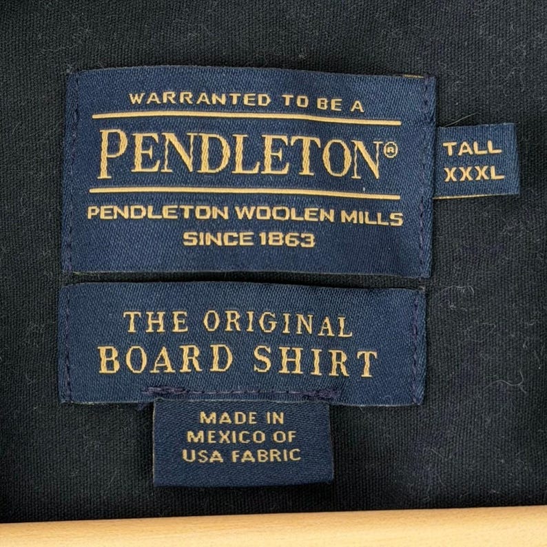 Pendleton Board Shirt Mens 3XLT Blue Plaid Wool Loop Collar Retro Flannel Surf image 6