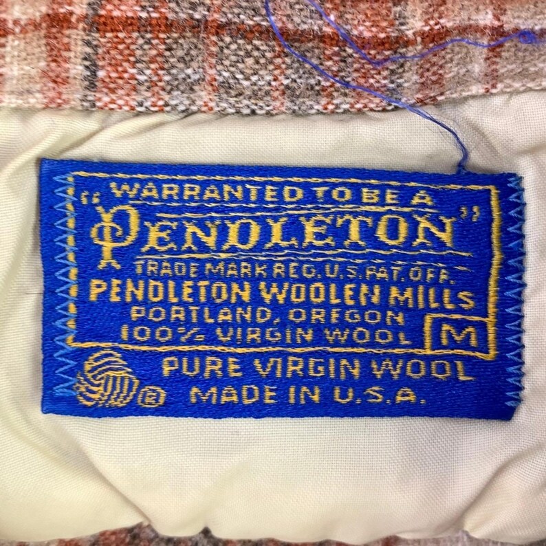 VTG 70s Pendleton Board Shirt Mens M Brown Plaid Wool Loop Collar Flannel USA image 6