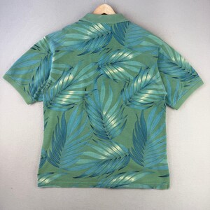 Tommy Bahama Palm Leaf Polo Shirt Mens Medium Green Tropical Hawaiian Cotton VTG image 3