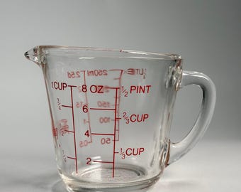 Fire-King Anchor Hocking Measuring Cup 1 Cup Clear Glass Vintage Kitchen