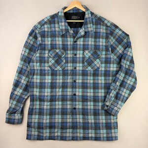 Pendleton Board Shirt Mens 3XLT Blue Plaid Wool Loop Collar Retro Flannel Surf image 2