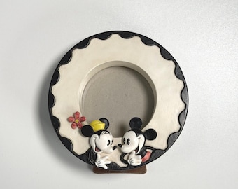Vintage Disney x Charpente Mickey and Minnie Round Picture Frame