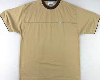 Vintage Point Zero T-Shirt Men Medium Tan/Brown Y2K Skater Ringer Tee 90s