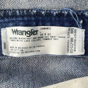 Wrangler Jeans 13MWZ Cowboy Cut Mens 36x32 Blue Denim Western Rodeo Retro Work immagine 11