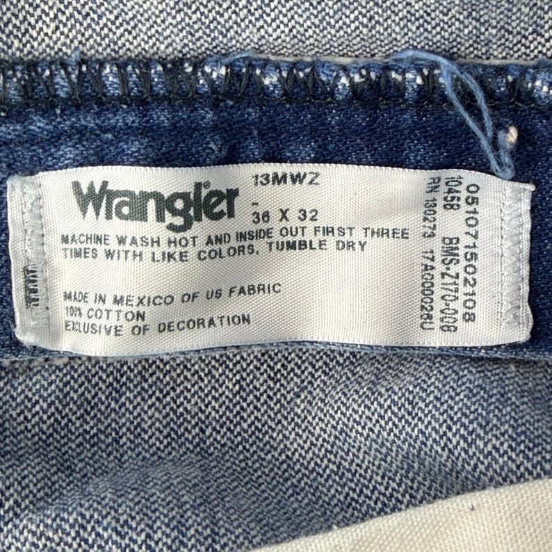 Wrangler Jeans 13MWZ Cowboy Cut Mens 36x32 Blue Denim Western Rodeo Retro Work immagine 11
