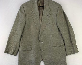 Joseph Abboud Blazer Mens 42R Brown Silk Wool Blend Houndstooth Sport Coat