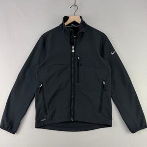 Vintage Nike Softshell Jacket Mens Small Black Full Zip Athletic ThermaFit Tech