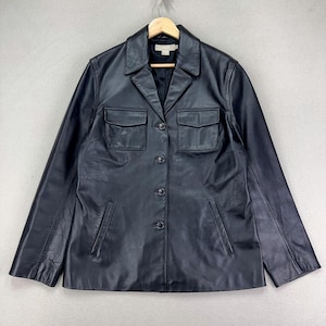 【90’sJ.CREW】Leather Zip-Up Jacket J.crew Leather Jacket - Etsy