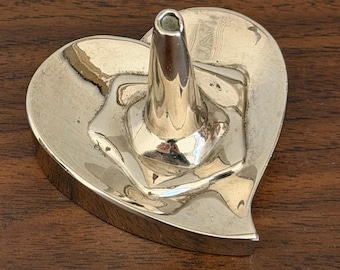 Vintage Silver Heart Ring Holder Trinket Jewelry Holder Small Cottagecore