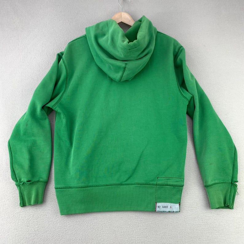 Vintage Y2K GAP 1969 Hoodie Mens M Green Zip Up Heavyweight Thick Distressed image 3