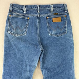 Wrangler Jeans Cowboy Cut 936 Men 36x33 Blue Slim-Boot Rodeo Work Faded Whiskers imagem 6