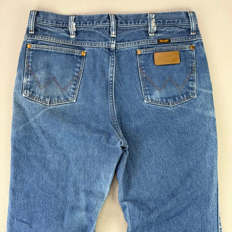 Wrangler Jeans Cowboy Cut 936 Men 36x33 Blue Slim-Boot Rodeo Work Faded Whiskers imagem 6