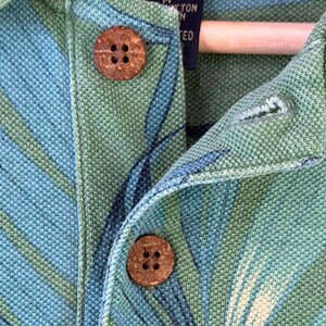 Tommy Bahama Palm Leaf Polo Shirt Mens Medium Green Tropical Hawaiian Cotton VTG image 6