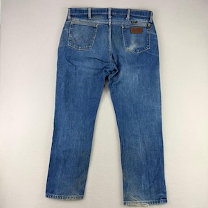 Wrangler Jeans 47MWZ Cowboy Cut Mens 36x30 Blue Faded Distressed Denim Rodeo Y2K image 3