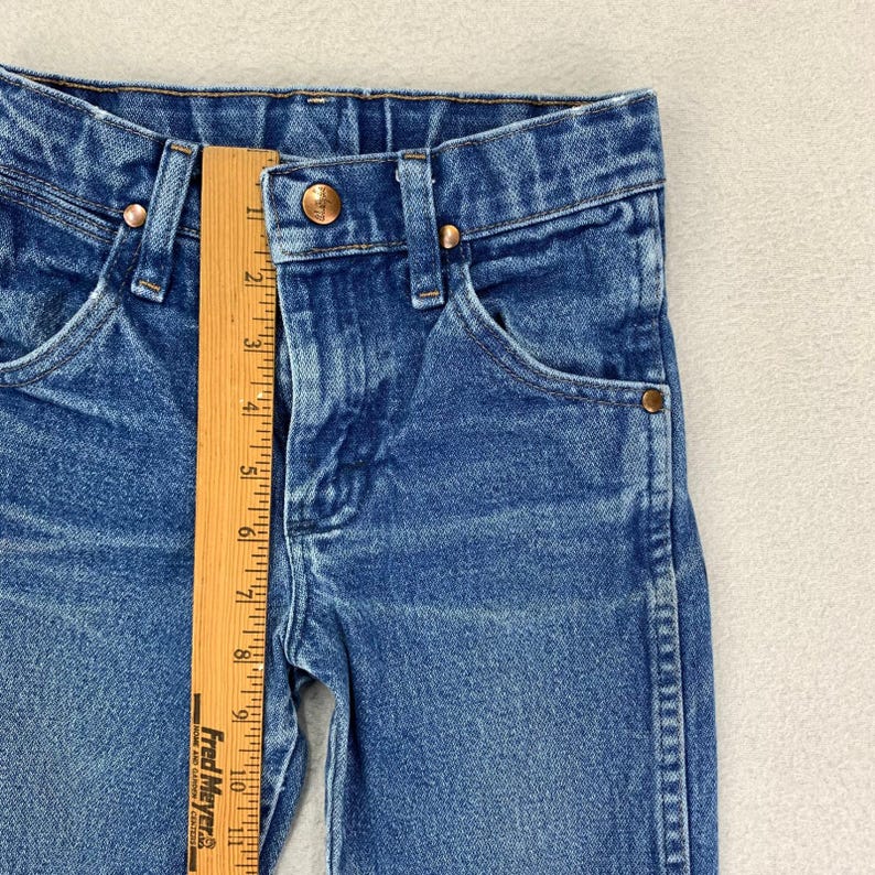 VTG Wrangler Jeans Kids 7 Slim Distressed Cowboy Cut 13MWZ Bootcut Whiskering Bild 10