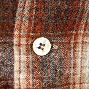 VTG 70s Pendleton Board Shirt Mens M Brown Plaid Wool Loop Collar Flannel USA image 4