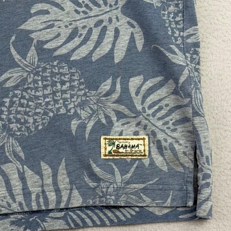 Tommy Bahama Pineapple Polo Shirt Mens XL Blue Tropical Palm Leaf Short Sleeve image 2