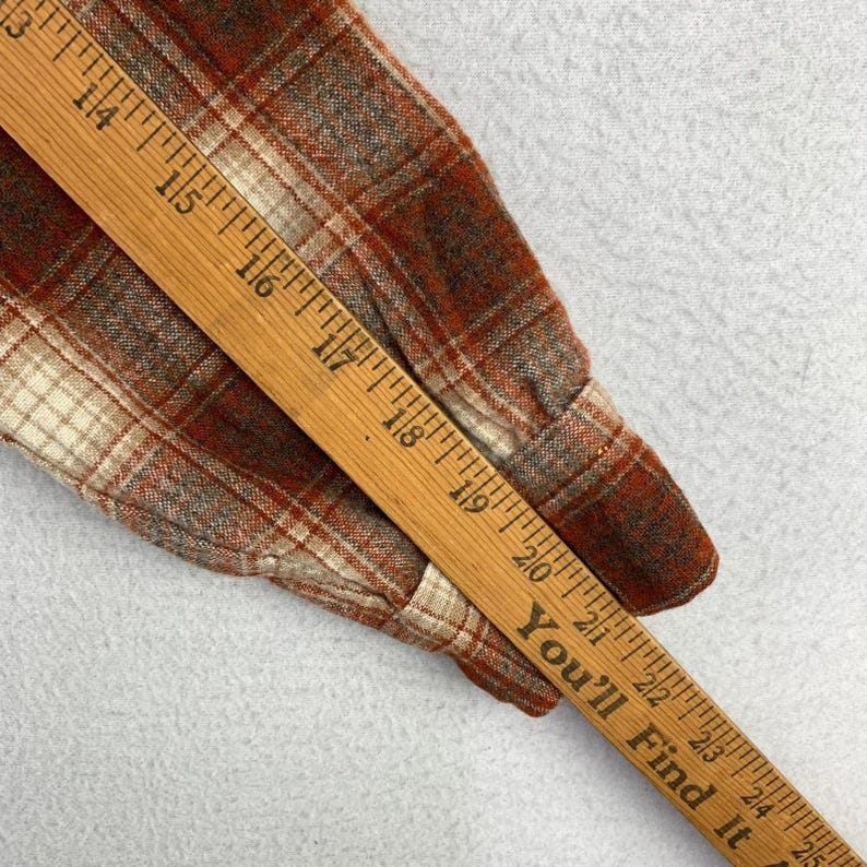 VTG 70s Pendleton Board Shirt Mens M Brown Plaid Wool Loop Collar Flannel USA image 9