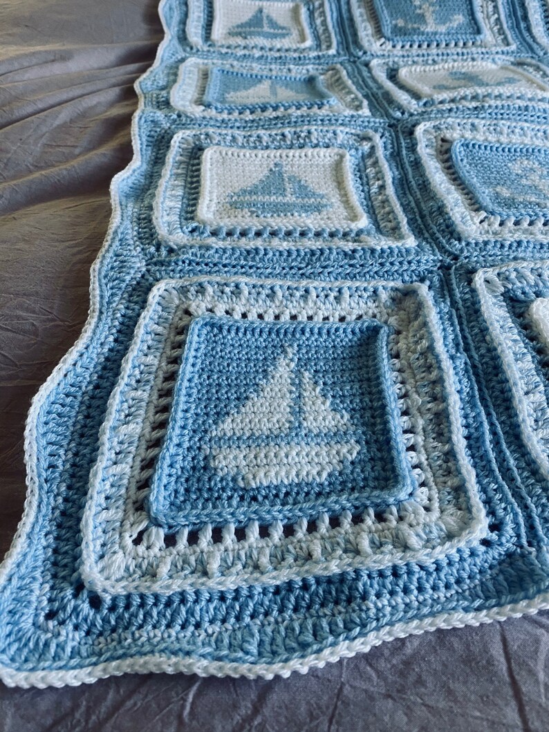 Crochet Baby Boy Afghan Blanket Nautical Sailboats and Etsy