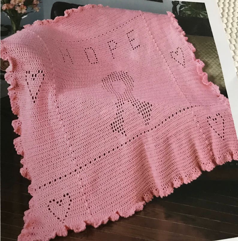 Pink Ribbon Breast Cancer Hope Crochet Afghan Lapghan Made Etsy