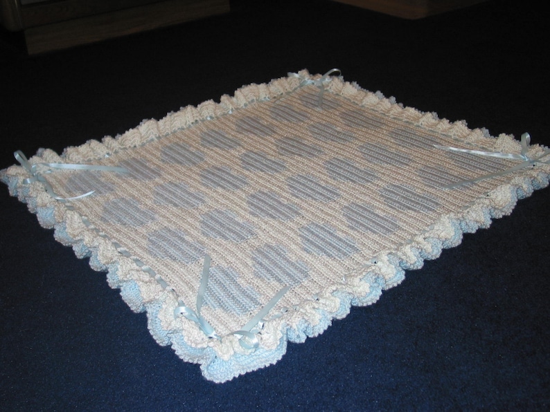 Hearts and Bows Crocheted Baby Blanket Afghan Light Blue and Etsy