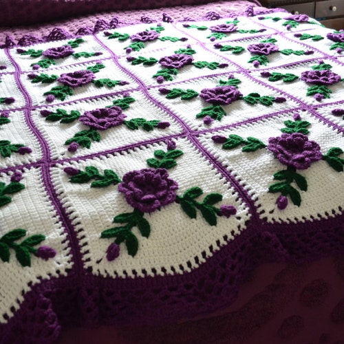 Pink Roses Afghan Blanket Throw Made Fresh After Sale 20 Etsy