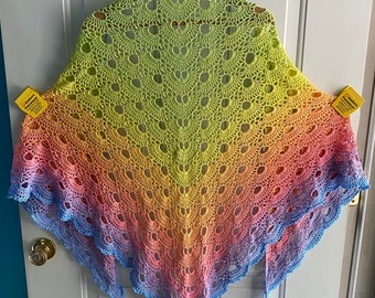 Large Crocheted Cotton Lace Shawl Wrap Scarf Handmade - Ready to Ship
