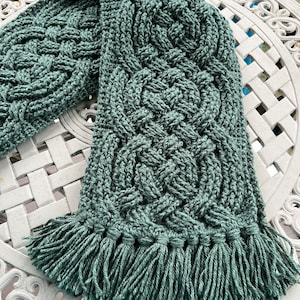 Cozy Crocheted Cables Celtic Knot Winter Scarf Warm  - Made Fresh After Sale
