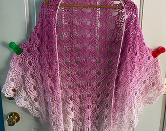 Crocheted Cotton Lace Shawl Scarf Wrap Scarf Handmade - Ready to Ship