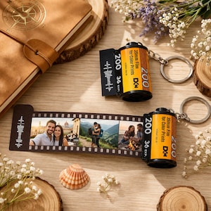 Custom Film Roll Keychain with Photos & Music Code
