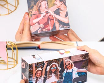 Personalized Photo Cube, Custom Wooden Infinity Cube Gift, Anniversary Gift, Birthday Gift for Him Her, Wedding Gift, Best Friend Gift
