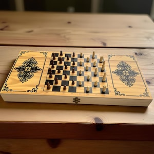 Wooden Chess Set 21.2x21.2 in, Folding Chess Board, Magnetic Chess Set, Travel Chess Set, Chess With Storage, Chess Game Gift