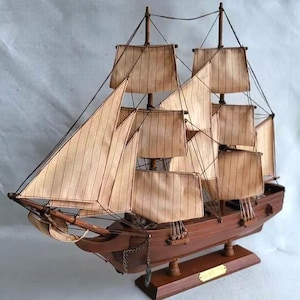 Swift 1778 Wooden Ship Model Sailing Brig 18.5in Vintage Nautical Decor