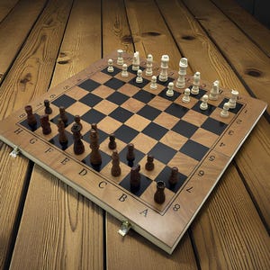 Wooden Chess Set 11.8x11.8 in, 3 in 1 Chess Checkers Backgammon, Folding Chess Board, Classic Wooden Board Game, Family Strategy Chess Gift
