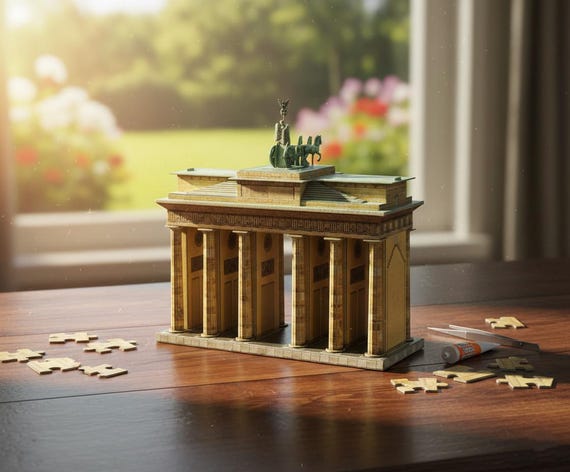 Cardboard Model, Brandenburg Gate Berlin, 7.48 × 2.95 × 6.1 in, DIY 3D Puzzle, Paper Architecture, Scale 1:160