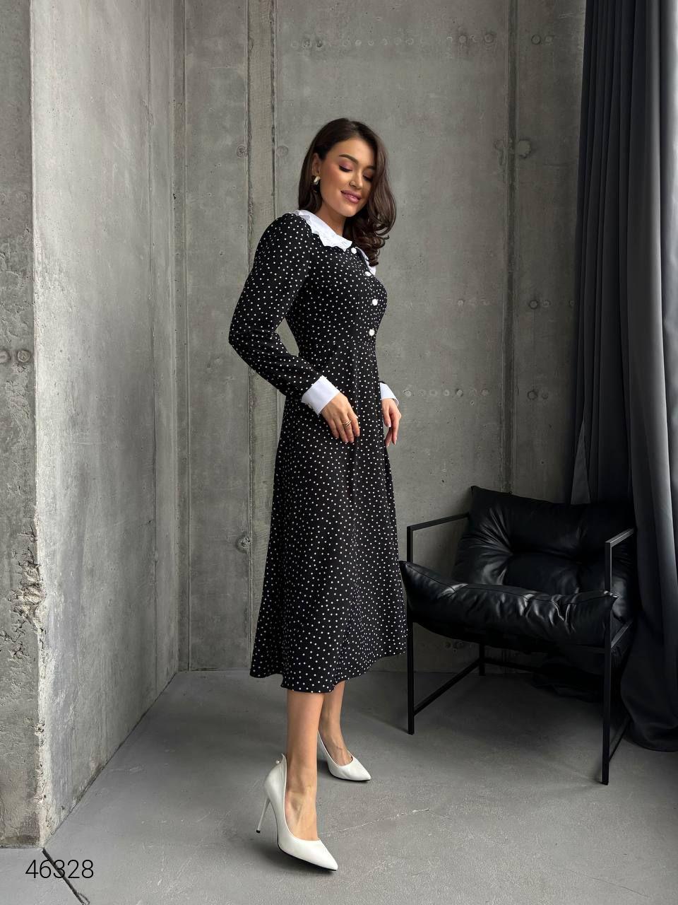 Long Black and White Polka Dot Waist-Cinching Strap Dress Vintage Elegant Slim Dress