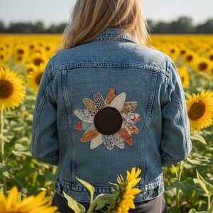 Sunflower Jean Jacket Women - Etsy